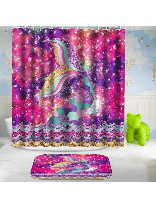 Colorful Fish Scale Tail Bathroom Accessory Set: Shower Curtain, Rugs, and More!