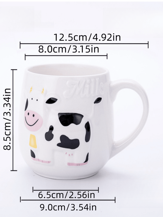 Creative Relief Ceramic Cow Milk Coffee Mug - Add a Touch of Whimsy to Your Morning Routine!