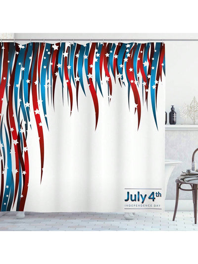 Stars & Stripes 4th of July Shower Curtain Set - Patriotic Bathroom Decor in Red, White, and Blue