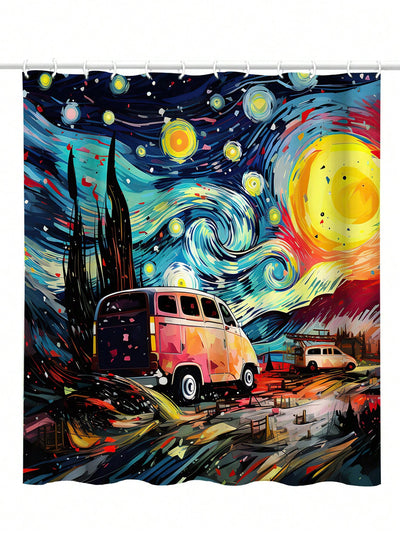 Starry Castle Car Printed Waterproof Shower Curtain - Add Magic to Your Bathroom Decor!