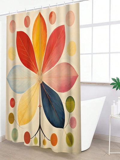 Modern Seaside Vacation House Printed Shower Curtain: Waterproof Bathroom Square Curtain for Home Bathroom Decoration