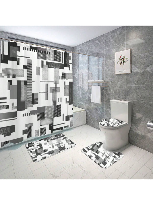This Chic Geometric Printed <a href="https://canaryhouze.com/collections/shower-curtain" target="_blank" rel="noopener">Shower Curtain</a> Set is the perfect way to elevate your bathroom style! Featuring a chic geometric print, this shower curtain will add a modern and sophisticated touch to your space. Its durable material ensures long-lasting use, making it both functional and stylish. Transform your bathroom today!