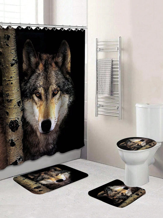 Upgrade your bathroom with our Wolf Design Bathroom Set. This set includes a waterproof <a href="https://canaryhouze.com/collections/shower-curtain" target="_blank" rel="noopener">shower curtain</a>, toilet cover, and bathroom mat, complete with 12 shower curtain hooks. Enjoy functional and stylish bathroom accessories that will elevate your daily routine.