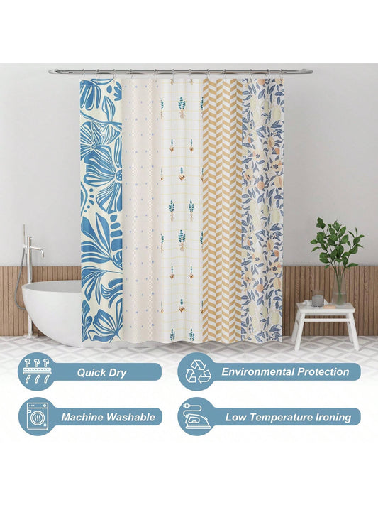 Boho Bliss: Colorful Floral Shower Curtain Set for Chic Bathroom Decor