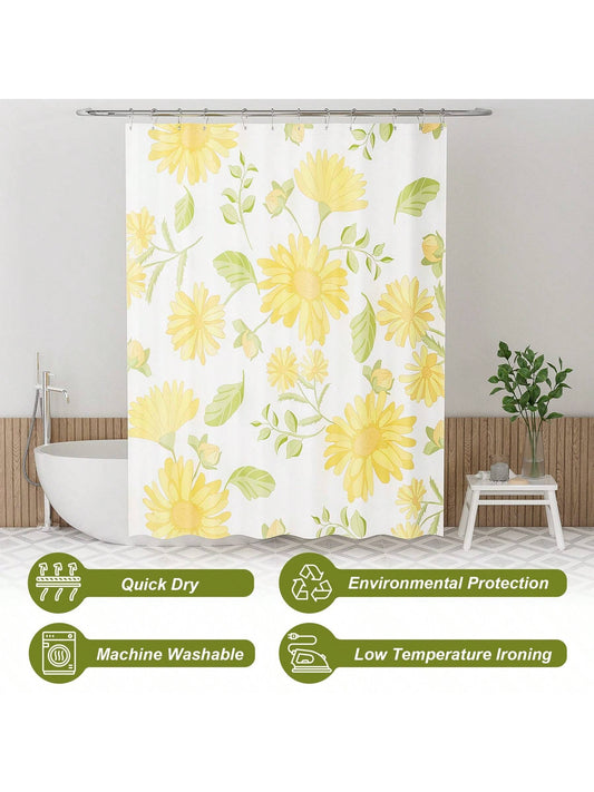 Rustic Eucalyptus Floral Shower Curtain Set - 72x72 Inches
