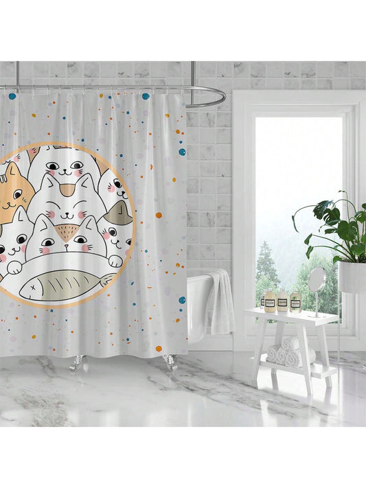 Elevate your bathroom with our Cartoon Cat Graffiti Style Waterproof Polyester <a href="https://canaryhouze.com/collections/shower-curtain" target="_blank" rel="noopener">Bath Curtain</a>. The grey tone design boasts a fun and playful vibe, while also providing a durable and waterproof barrier. Upgrade your bath experience with this stylish addition.