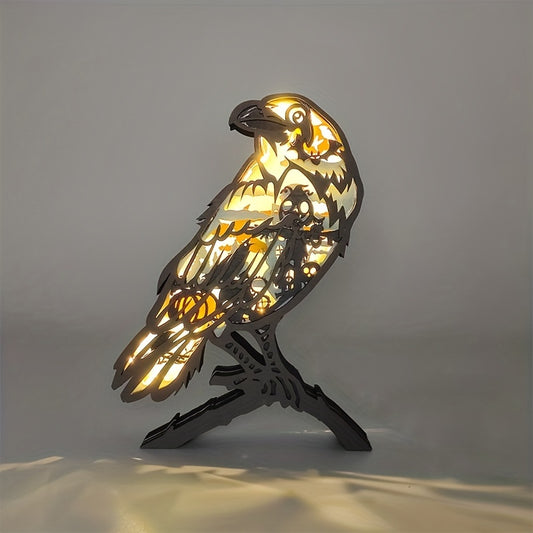 Illuminate your home with elegance with this exquisite Crow Lamp Light. Featuring an intricately carved wooden art design, this light will add a unique, stylish touch to any space. Expertly crafted with a one-of-a-kind design, you are sure to make a statement with this decorative light.