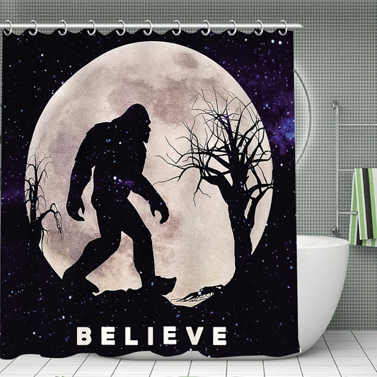 Transform your bathroom into a modern space with the Ape Man Waterproof Shower Curtain. This 100% waterproof polyester curtain includes 12 shower curtain hooks and is a must-have for any contemporary home. Add sophistication and style to your bathroom today.