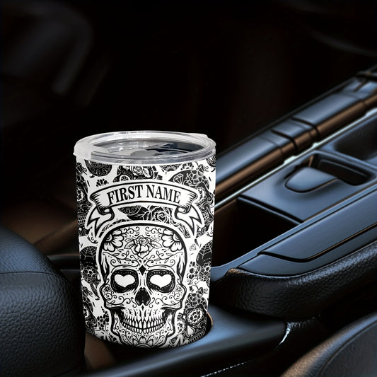 Skull Design Tumbler with Lid: A Gothic 20 oz Coffee Mug for Halloween and Beyond - Perfect Skull Decor Gift!