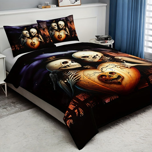 Transform your bedroom into a Gothic haven with our Dark Love Castle Skull Print Duvet Cover Set. Made with high-quality material, this set features a striking skull print that adds a touch of darkness and mystery to your bedding. Elevate your style and comfort with this unique and edgy duvet cover set.