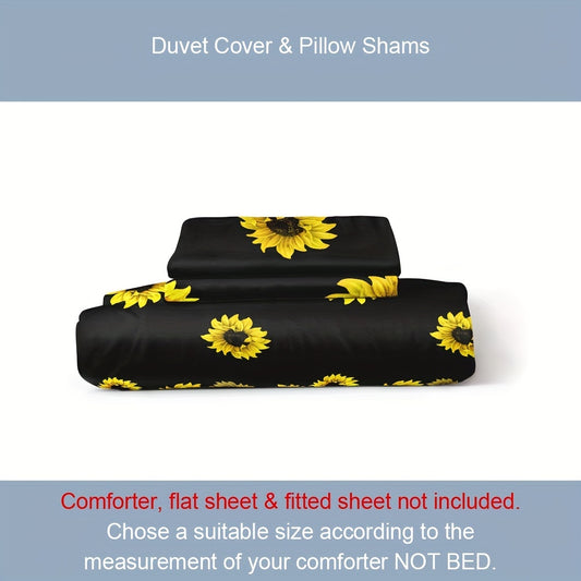 Vibrant Sunflower Dreams: Duvet Cover Set for a Soft and Stylish Bedroom! (1*Duvet Cover + 2*Pillowcases, Without Core)