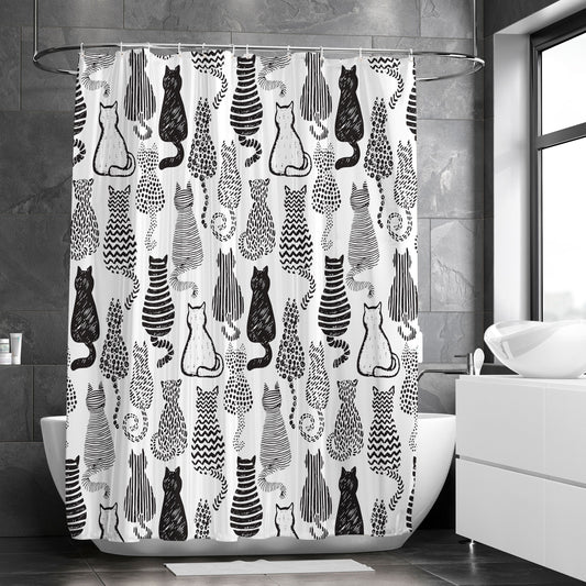 Whimsical Cat Shower Curtain: A Charming and Durable Bathroom Décor for Cat Lovers and Kids