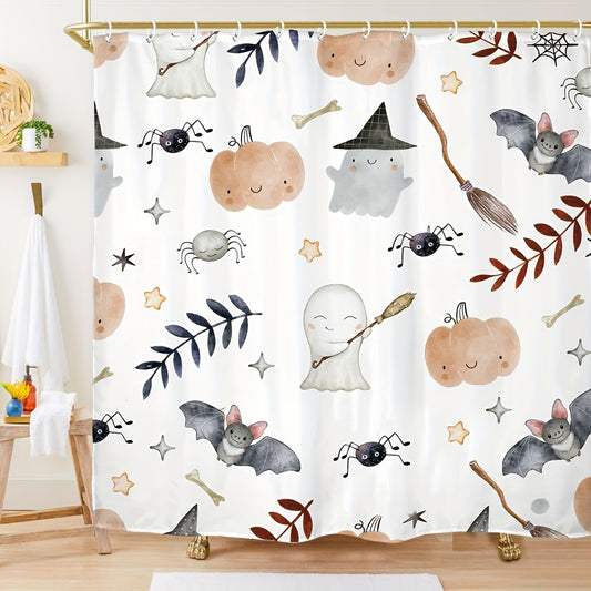 Transform your bathroom into a spooky oasis with this Kids Halloween Shower Curtain Set! Includes Ghosts, Pumpkins, Bats, and Spiders decorations to bring a touch of Halloween magic to your home. Perfect for the kid in your life who loves Halloween all year round!