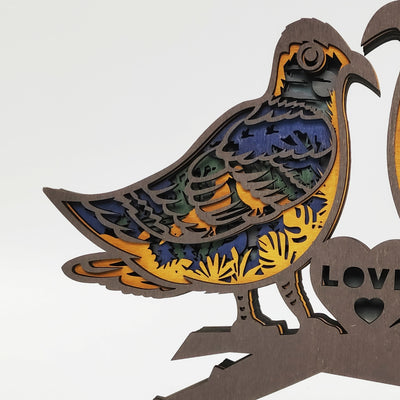 Enchanting Turtledove 3D Wooden Carving: A Delightful Home Decoration and Artistic Night Light