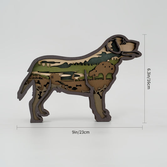 Labrador 3D Wooden Art Carving: A Exquisite Home Décor & Holiday Gift for Art Aficionados with Stunning Nightlight Effect
