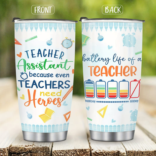 This stylish insulated travel mug is the perfect gift for teachers. Featuring double-wall insulation, this mug will keep beverages hot or cold for hours and its spill-proof lid prevents any accidental mess. Give the perfect gift for any occasion!