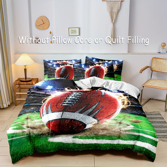 Football Frenzy: 3-Piece Duvet Cover Set for Cozy Bedrooms and Guest Rooms