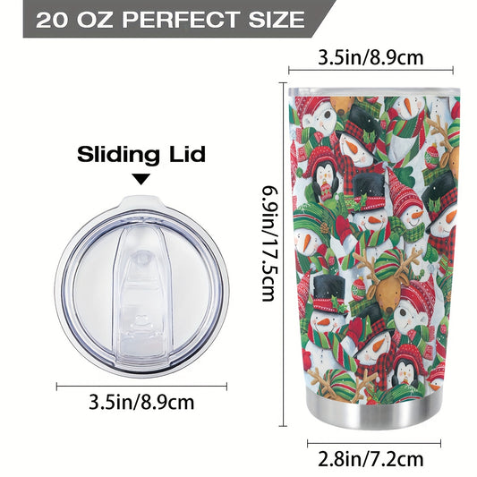 20oz Festive Christmas Cup: Stainless Steel Tumbler with Hilarious Prints - Double Wall Vacuum Insulated Travel Mug for Memorable Holiday Gifting to Loved Ones