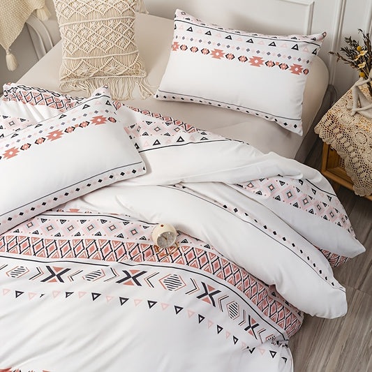 Boho Geometric Striped Square Dot Print Duvet Cover Set: Elevate Your Bedroom with Fashionable Freshness