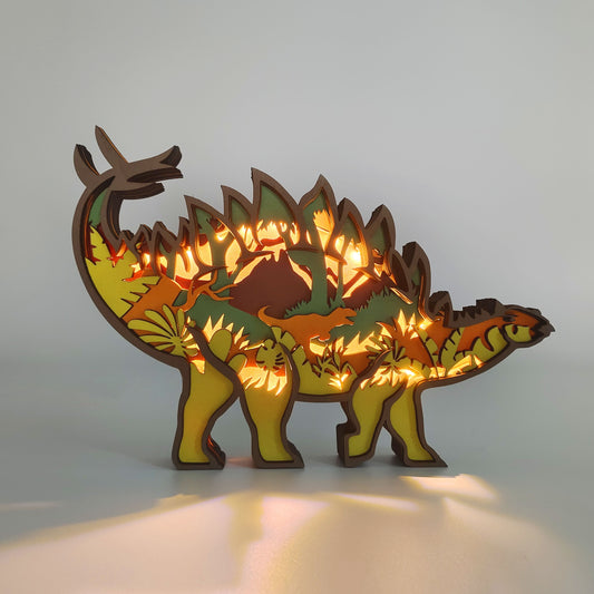 This Stegosaurus Wooden Art Carving Light is the perfect decor piece for any kids bedroom, featuring a delightful carved wooden design with a soft night light. The light features a soothing design to help relax children before bedtime. Enjoy this perfect bedside desk decor and soothing night light for your kids.