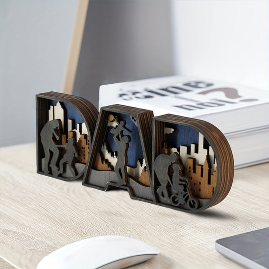 Celebrate Father's Day with this unique 3D Wooden Art Desktop Decoration! It's a unique and thoughtful gift to show Dad how much you care. Crafted from high-quality wood, this stylish decoration will bring a touch of creativity to any desk or home office. A perfect way to commemorate the special day!