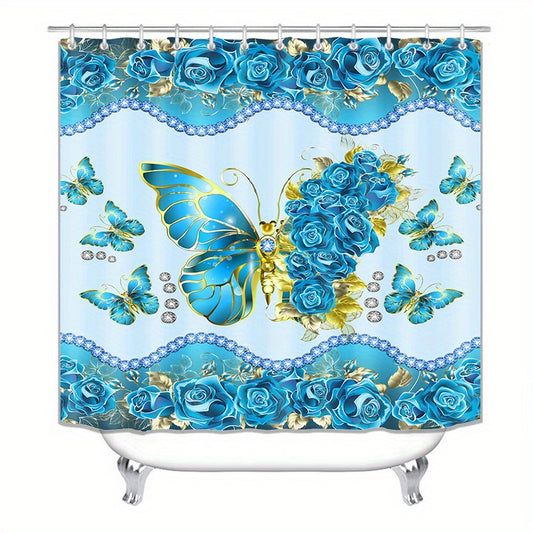 Blue Butterfly Shower Curtain - Stylish Bathroom Decor