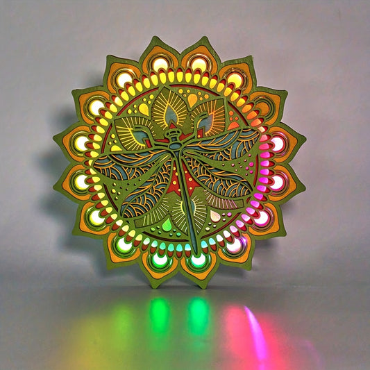 Add an eye-catching decorative accent to any space with the Dragonfly 3D Wooden Art Carving LED Night Light. Featuring unique 3D wooden art carving design, this bright LED light is perfect for home decor or modern festival decoration. Its energy-efficient design offers long-term use. An ideal gift for any occasion!