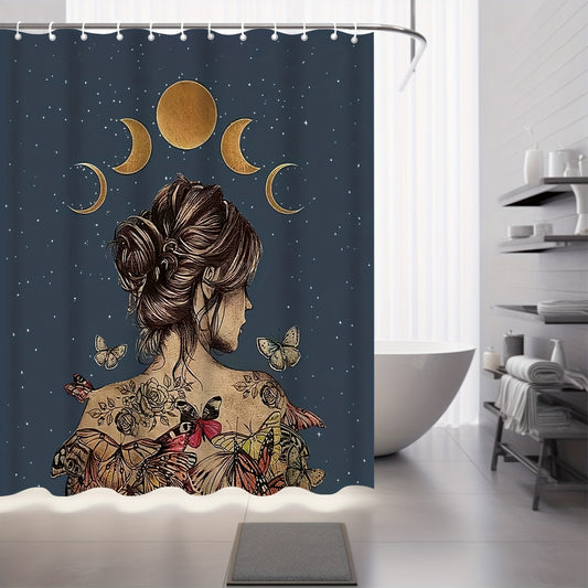 This Luna and Girl Design Shower Curtain adds a touch of vintage style to any bedroom. It is made of highly durable and long-lasting material, and includes hooks for easy installation. This decorative curtain is perfect for giving any space a stylish and classic look.