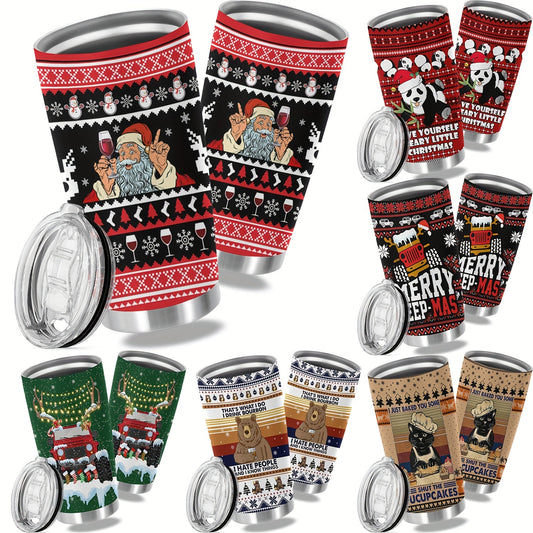 Festive 20oz Stainless Steel Christmas Tumbler - Funny Double Wall Insulated Travel Mug for Holiday Gift-Giving