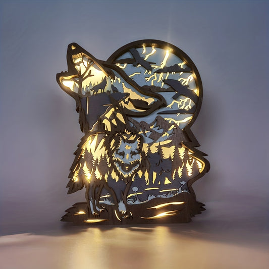 This unique Wolf Head LED light makes a striking addition to any home. Expertly crafted from natural wood with a 3D engraving, this night light is perfect for adding a creative, nature-inspired touch to your décor. Its LED bulb is energy efficient, so no worries about costly electricity bills. A great Father's Day gift.