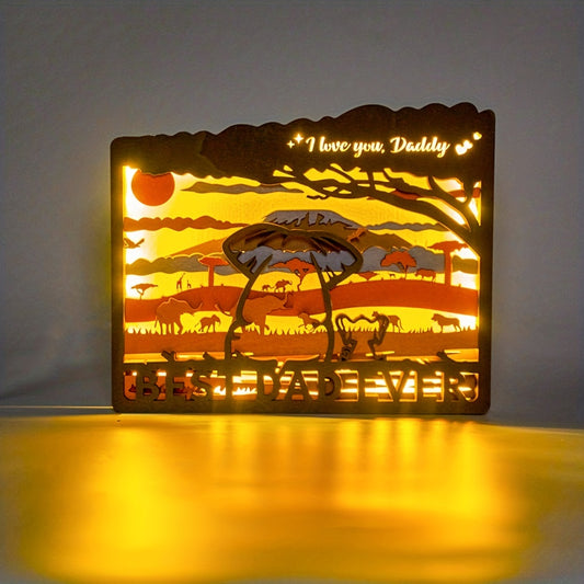 Enchant your family and friends with the Enchanting Elephant LED Wooden Art Night Light. The stylish wooden design features a beautiful elephant silhouette, complete with whimsical accents and a soothing LED light. Illuminate your space with a warm and cozy ambiance that creates the perfect atmosphere for relaxation and entertainment.