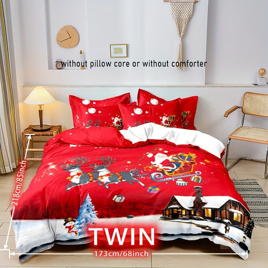 Spread Cheer with Our Santa Claus Patterned Duvet Cover Set – A Festive Addition to Your Bedroom or Guest Room!