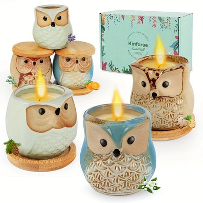 This Combo 6pcs of Owl Candle and Essential Oil Candle Gifts is a unique way to make a thoughtful gift. The candles are made of natural wax and provide a healing, relaxing atmosphere when burned. With its cute owl shape and essential oil aromas, you can bring joy and beauty to your loved ones.