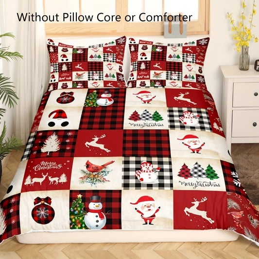 Transform your bedroom into a festive wonderland with our Merry Christmas Farmhouse Duvet Cover Set. Featuring a charming Santa Claus, cheerful Snowman, and beautiful Tree pattern, this set is made of soft and durable microfiber to ensure a comfortable and cozy night's sleep. Perfect for adding a touch of holiday spirit to your bedroom.