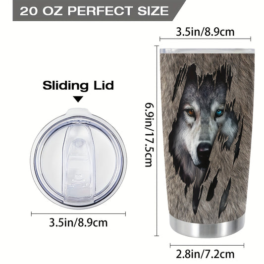 Wild Essence: 20oz Stainless Steel Tumbler with Wolf Print - Insulated Travel Mug, Perfect Gift for Loved Ones