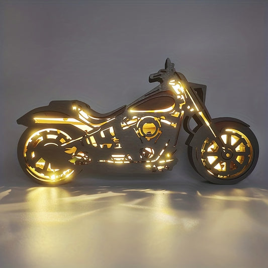 Give the special men in your life a one-of-a-kind gift with this handcrafted wooden art motorcycle night light. Perfect for adding a unique touch to any home, this custom piece offers a great way to show somebody you care. The robust construction ensures a long-lasting decoration you can rely on.