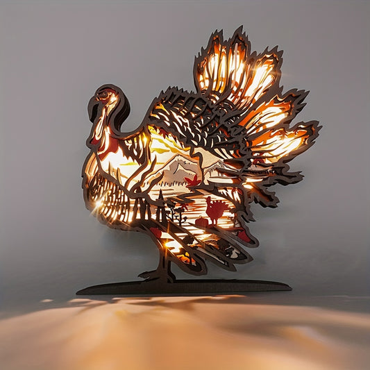 This LED-Lit Turkey Wooden Art Carving is an ideal decorative piece for any Turkey lover. Crafted from high-quality wood, this elegant carving is illuminated with LED lights to create a beautiful atmosphere. The perfect gift for any occasion, it's sure to add an air of sophistication to any room.