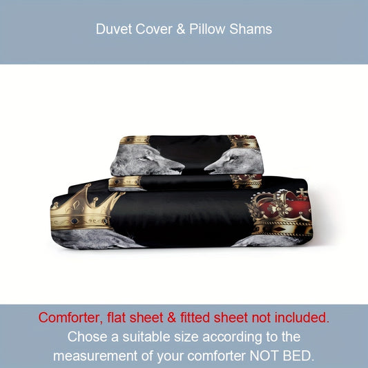 Fierce Beast Print Duvet Cover Set: Bring the Wild Side of Nature into Your Bedroom(1*Duvet Cover + 2*Pillowcases, Without Core)