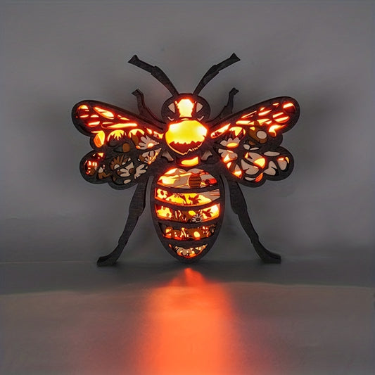 Light up any room with this unique Bee 3D Wooden Art Carving. This charming home decoration will make the perfect gift for Mother's Day, featuring an artistic night light that will add a warm, inviting touch. Built with sustainable materials, it is sure to be a conversation starter.