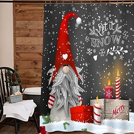 Bring a festive winter holiday vibe to your bathroom with the Elf Bathroom Shower Curtain. Featuring a joyful snowflake pattern, the curtain makes an attractive addition to any bathroom décor. Crafted from waterproof fabric, it ensures a safe and enjoyable shower experience.