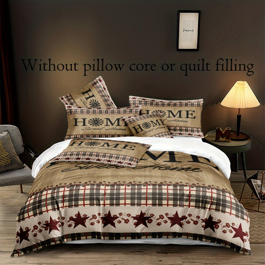Transform your bedroom into a rustic, comfortable haven with this Vintage Rustic Farmhouse Duvet Cover Set. Featuring a charming flower red plaid star pattern, this bedding set will bring a touch of nostalgia to your room. Made from high-quality materials, it offers both style and comfort for a truly primitive and cozy bedroom decor.