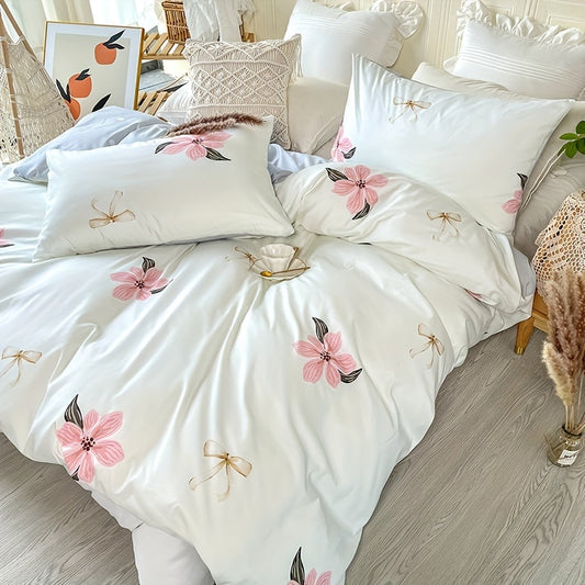 Pastoral Blooms: 3-Piece Fashionable Duvet Cover Set with Soft Comfort for Bedroom or Guest Room