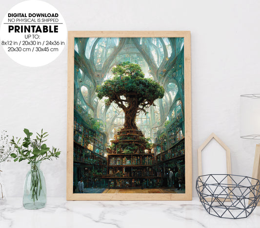 Roots Of Epic Tree Contain Large Interior Of Beautiful Underground, Poster Design, Printable Art