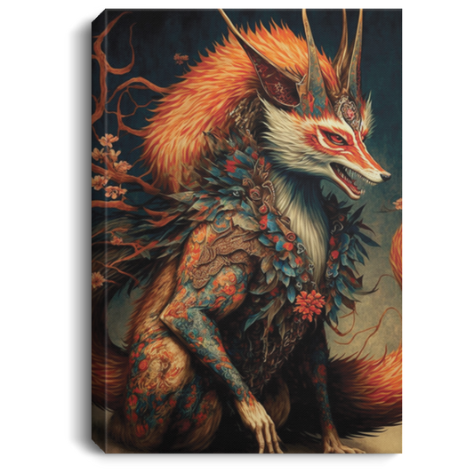 Traditional Japanese Demon Fox, Japanese Fox, Love Fox For My Live, Fox Mix Wolf Mix Eagle Canvas