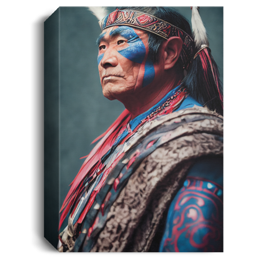 Portrait Photo Of A Asia Old Warrior Chief, Soldiers Into The Forest, Human Who Hunt To Live