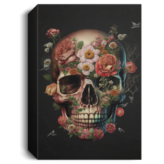 The Skull Covered By Flowers, Swag Skull With Flower Blossom, Skull So Art With Flowers