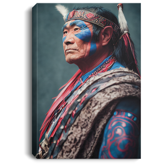 Portrait Photo Of A Asia Old Warrior Chief, Soldiers Into The Forest, Human Who Hunt To Live