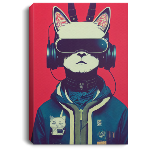 Cat Wearing Vr Headset With Cat Ears, Modern Cat Wear Earphone, Humancat Love Headphone