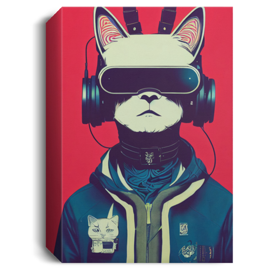 Cat Wearing Vr Headset With Cat Ears, Modern Cat Wear Earphone, Humancat Love Headphone