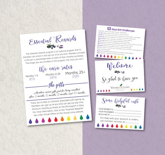 Combo Young Living Marketing, Reward - Challenge - Welcome - Info Card YL19
